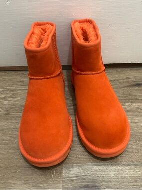 UGG Orange Short Classic Suede Shearling Ankle Boots